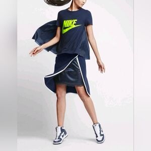 Nike Nikelab x Sacai Fashion Women's M Navy Fleece Skirt With Silk Underskirt